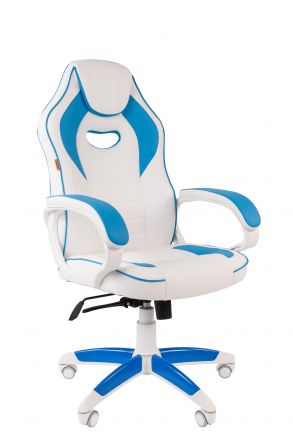 Офисное кресло Chairman game 16 Россия экопремиум белый/голубой