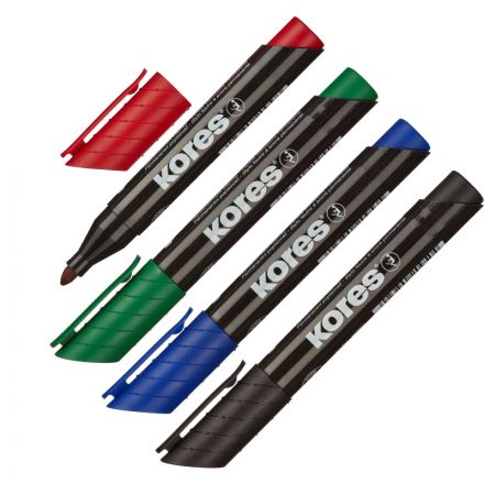 Набор маркеров перманентных Kores 20945 (толщина линии 3-5 мм, 4 штуки в упаковке)