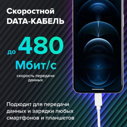 Кабель USB2.0 – Lightning, 1 м, SONNEN, медь, для передачи данных и зарядки, белый, 513559 Кабель USB2.0 – Lightning, 1 м, SONNEN, медь, для передачи данных и зарядки, белый, 513559