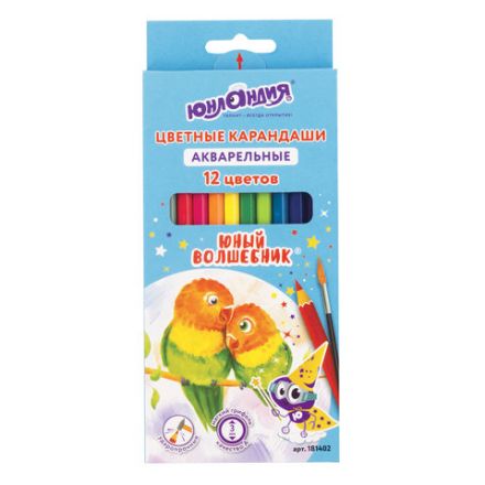 Карандаши цветные акварельные ЮНЛАНДИЯ "ЮНЫЙ ВОЛШЕБНИК", 12 цветов, шестигранные, грифель 3 мм, натуральное дерево, 181402 Карандаши цветные акварельные ЮНЛАНДИЯ "ЮНЫЙ ВОЛШЕБНИК", 12 цветов, шестигранные, грифель 3 мм, натуральное дерево, 181402