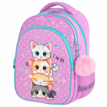 Рюкзак BRAUBERG OPTIMA, 2 отделения, с брелоком, "Funny kittens", 36х27х18 см, 273156 Рюкзак BRAUBERG OPTIMA, 2 отделения, с брелоком, "Funny kittens", 36х27х18 см, 273156