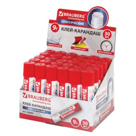 Клей-карандаш BRAUBERG, 9 г, 220869 Клей-карандаш BRAUBERG, 9 г, 220869