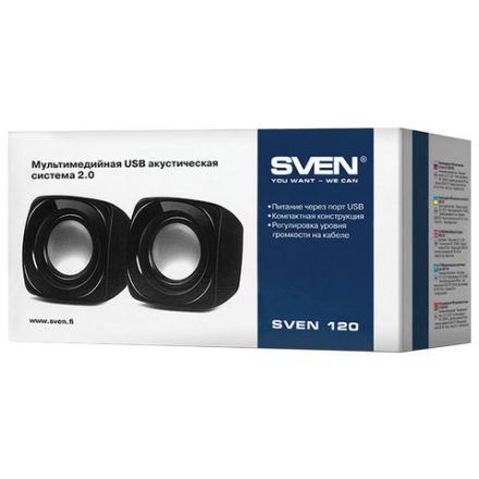 Колонки компьютерные SVEN 120, 2.0, 2х2,5 Вт, пластик, черные, SV-013493 Колонки компьютерные SVEN 120, 2.0, 2х2,5 Вт, пластик, черные, SV-013493