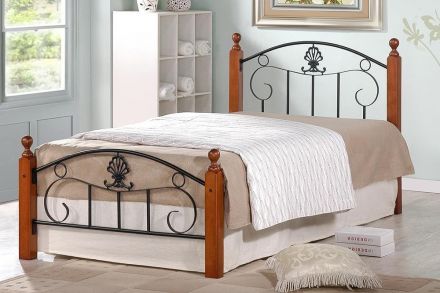 Кровать РУМБА (AT-203)/ RUMBA дерево гевея/металл, 90*200 см (Single bed), красный дуб/черный Кровать РУМБА (AT-203)/ RUMBA дерево гевея/металл, 90*200 см (Single bed), красный дуб/черный