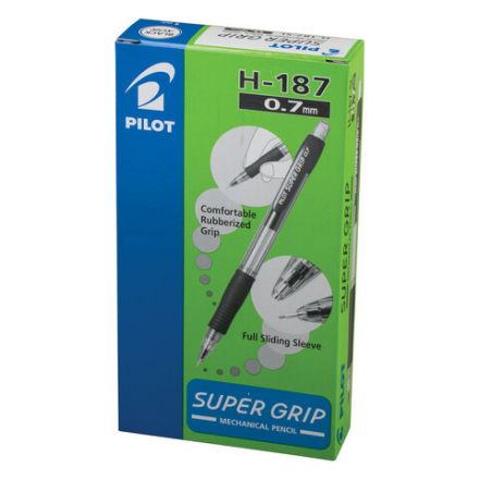 Карандаш механический 0,7 мм, PILOT H-187 "Super Grip", ластик, резиновый грип, корпус черный, H-187-SL, Н-187 Карандаш механический 0,7 мм, PILOT H-187 "Super Grip", ластик, резиновый грип, корпус черный, H-187-SL, Н-187