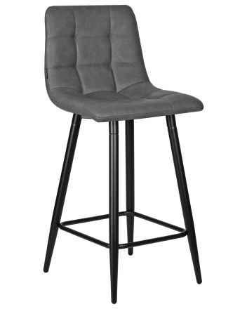 Стул полубарный DOBRIN OLIVIA, черные матовые ножки, серая антрацитовая винтажная экокожа (RU-08) Стул полубарный DOBRIN OLIVIA, черные матовые ножки, серая антрацитовая винтажная экокожа (RU-08)