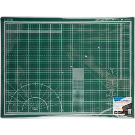 Коврик для резки Topfort 3х-слойный А2 (60х45см), 2х-сторонний, зеленый