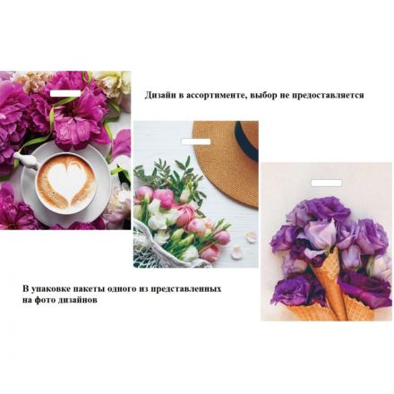 Пакет с вырубной ручкой 38х48+3 (60) глянец Букет/микс 25 шт/уп Пакет с вырубной ручкой 38х48+3 (60) глянец Букет/микс 25 шт/уп