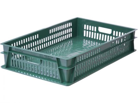 Ящик 740х465х145 дно сплошное стенки перфорированные  зелёный