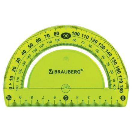 Транспортир 10 см гибкий BRAUBERG "FLEX", пластиковый, 180 градусов, ассорти, европодвес, 210676