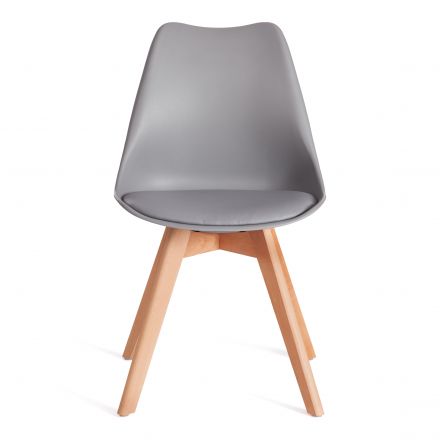 Стул Tetchair TULIP (mod. 73-1) дерево/пластик/экокожа, 47,5x55x80 см, Серый (Grey)
