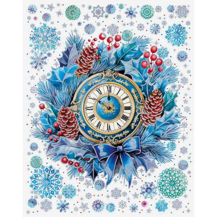 Наклейка НГ оконная из ПВХ пленки, декор.глиттером с раскрас. 30x38см 94289