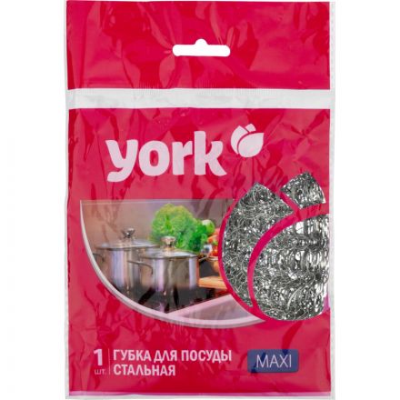 Губка для мытья посуды YORK Макси стальная