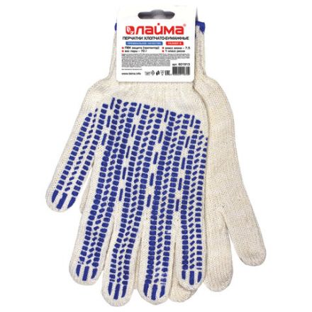 Перчатки хлопчатобумажные, 1 ПАРА, 7 класс, 70 г, 233 текс, ПВХ протектор, LAIMA ПРЕМИУМ, европодвес, БЕЛЫЕ, 601913 Перчатки хлопчатобумажные, 1 ПАРА, 7 класс, 70 г, 233 текс, ПВХ протектор, LAIMA ПРЕМИУМ, европодвес, БЕЛЫЕ, 601913