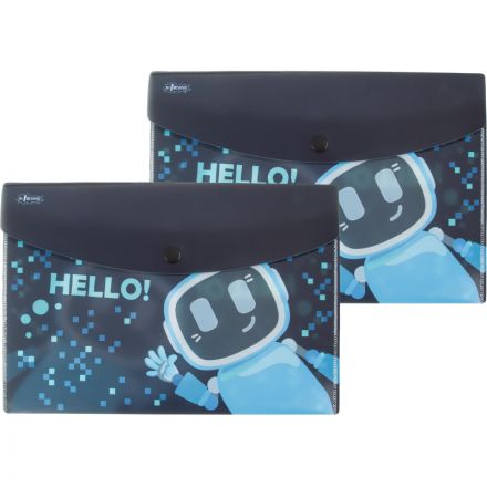 Папка-конверт на кнопке А5 №1 School Robot Hello  2шт/уп