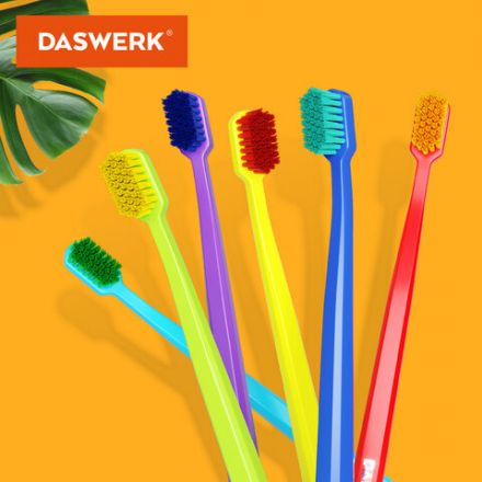 Зубные щетки, набор 4 штуки, для взрослых и детей, СРЕДНЕ-МЯГКИЕ (MEDIUM SOFT), DASWERK (ДАСВЕРК), 608213