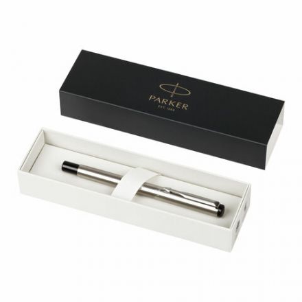 Ручка перьевая PARKER "Vector Stainless Steel", корпус серебристый, детали из нержавеющей стали, синяя, S0029690