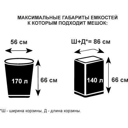 Мешки для мусора ПВД 200 л 100мкм 5шт/рул зеленый 88x118