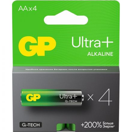 Батарейка GP Ultra+ Alkaline LR6 (АА), 4шт/уп (15AUPA21-2CRSB4) Батарейка GP Ultra+ Alkaline LR6 (АА), 4шт/уп (15AUPA21-2CRSB4)