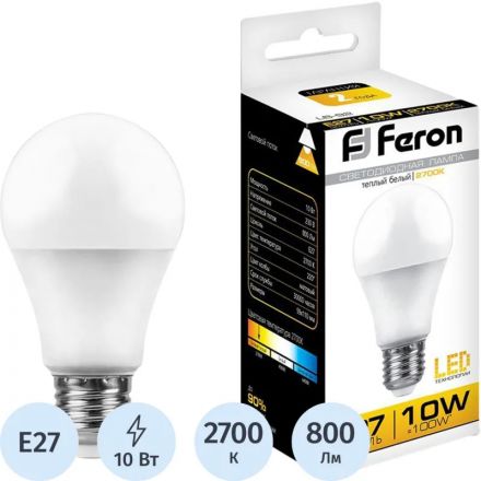 Лампа светодиодная Feron LB-92 Шар E27 10W 175-265V 2700K(25457) Лампа светодиодная Feron LB-92 Шар E27 10W 175-265V 2700K(25457)