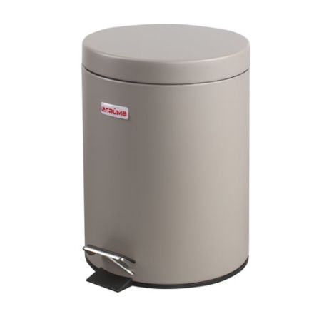 Ведро мусорное с педалью 5 литров "Classic", СЕРОЕ МАТОВОЕ, металлическое, со съемным внутренним ведром, LAIMA, 602489, 602849