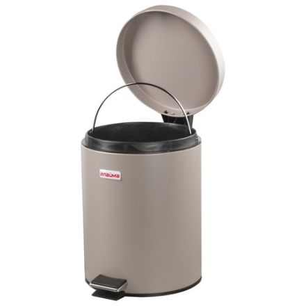 Ведро мусорное с педалью 5 литров "Classic", СЕРОЕ МАТОВОЕ, металлическое, со съемным внутренним ведром, LAIMA, 602489, 602849