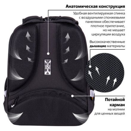 Ранец BRAUBERG FIT, 2 отделения, "Keep out", 38х27х14 см, 270617
