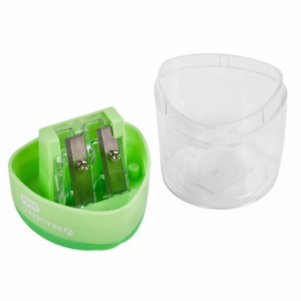 Точилка BRAUBERG KIDS "MAXI", 2 отверстия, с большим контейнером, трехгранный корпус, цвета ассорти, 271945 Точилка BRAUBERG KIDS "MAXI", 2 отверстия, с большим контейнером, трехгранный корпус, цвета ассорти, 271945
