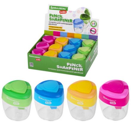 Точилка BRAUBERG KIDS "MAXI", 2 отверстия, с большим контейнером, трехгранный корпус, цвета ассорти, 271945 Точилка BRAUBERG KIDS "MAXI", 2 отверстия, с большим контейнером, трехгранный корпус, цвета ассорти, 271945