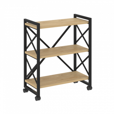 Loft Стеллаж на колесных опорах-3 полки VR.L-MST.K-3.8 Тиквуд светлый/Чёрный металл 800*400*968 Loft Стеллаж на колесных опорах-3 полки VR.L-MST.K-3.8 Тиквуд светлый/Чёрный металл 800*400*968