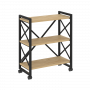 Loft Стеллаж на колесных опорах-3 полки VR.L-MST.K-3.8 Тиквуд светлый/Чёрный металл 800*400*968