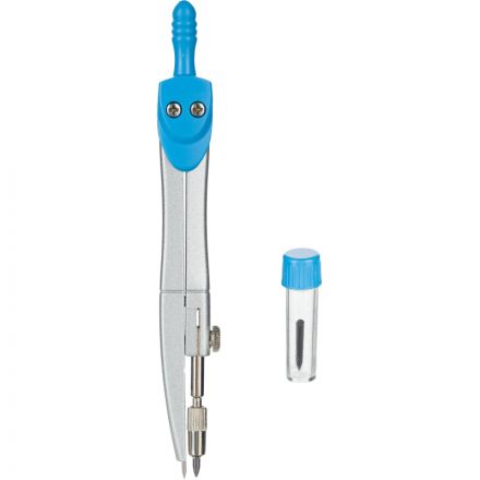 Готовальня №1School 2пр/наб циркуль 125 мм серебр/синий пласт.пенал S01002L