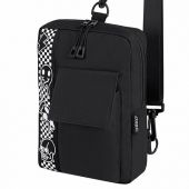 Сумка на плечо HEIKKI TORRENT (ХЕЙКИ) с карманом, "Chess emoji", черная, 25х18х3 см, 272638