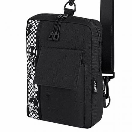 Сумка на плечо HEIKKI TORRENT (ХЕЙКИ) с карманом, "Chess emoji", черная, 25х18х3 см, 272638