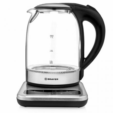 Чайник с терморегулятором BRAYER BR1003, 1,7 л, 2200 Вт, закрытый нагревательный элемент, стекло Чайник с терморегулятором BRAYER BR1003, 1,7 л, 2200 Вт, закрытый нагревательный элемент, стекло