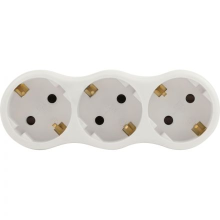 Разветвитель ЭРА SPx-3e-W (3р/с заземлением/16А, белый)