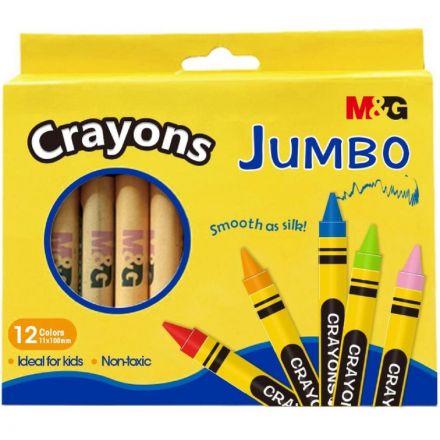 Мелки восковые M&G, трехгранный корпус, 8мм х 90мм, 12 цветов в наборе Мелки восковые M&G, трехгранный корпус, 8мм х 90мм, 12 цветов в наборе