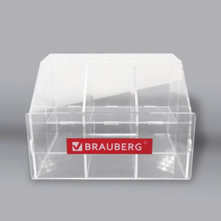 Подставка под письменные принадлежности BRAUBERG, 6 отделений, 15х24х16 см, оргстекло, 505923