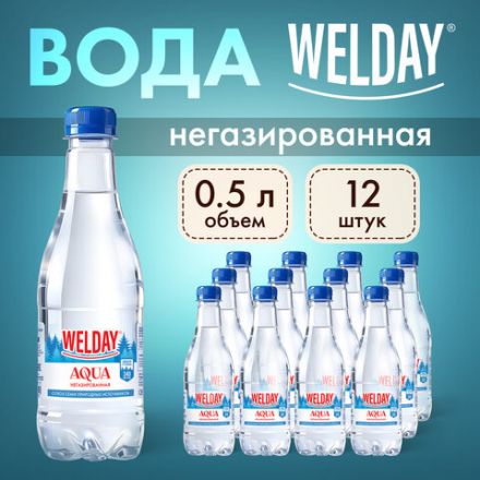 Вода питьевая природная артезианская WELDAY (ВЭЛДЭЙ) AQUA "СЕДЬМОЙ ИСТОК", негазированная, 0,5 л, 624715, НФ-00000197