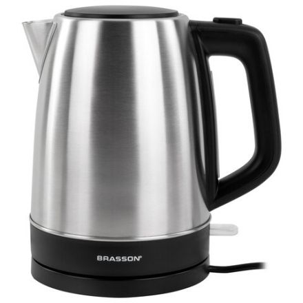 Чайник BRASSON (БРАССОН) KT-040, 1,7 л, 2200 Вт, индикатор уровня воды, сталь, черный, 455192