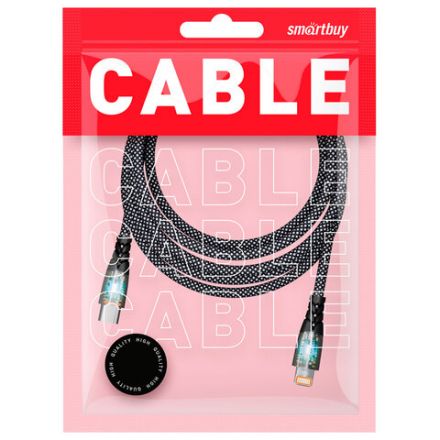 Кабель Type-C - Lightning, 1 м, 3 А, SMARTBUY, для быстрой зарядки и передачи данных, черный, PDTRANSP-BLACK Кабель Type-C - Lightning, 1 м, 3 А, SMARTBUY, для быстрой зарядки и передачи данных, черный, PDTRANSP-BLACK