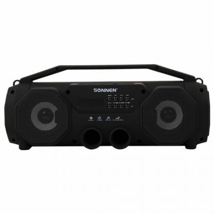 Колонка портативная с подсветкой SONNEN B306, 12 Вт, Bluetooth, FM-тюнер, microSD, MP3-плеер, черная, 513479 Колонка портативная с подсветкой SONNEN B306, 12 Вт, Bluetooth, FM-тюнер, microSD, MP3-плеер, черная, 513479