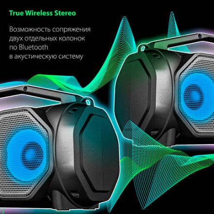 Колонка портативная с подсветкой SONNEN B306, 12 Вт, Bluetooth, FM-тюнер, microSD, MP3-плеер, черная, 513479 Колонка портативная с подсветкой SONNEN B306, 12 Вт, Bluetooth, FM-тюнер, microSD, MP3-плеер, черная, 513479