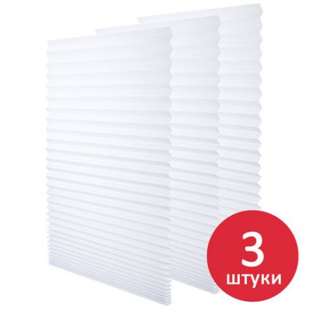 Жалюзи-плиссе, штора бумажная самоклеящаяся КОМПЛЕКТ 3 шт., BRABIX, 60х180 см, ЭКО, 80 г/м2, цвет белый, 700003 Жалюзи-плиссе, штора бумажная самоклеящаяся КОМПЛЕКТ 3 шт., BRABIX, 60х180 см, ЭКО, 80 г/м2, цвет белый, 700003