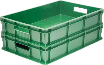 Ящик 600х400х120 мороз. сплошной, с ручками  зелёный