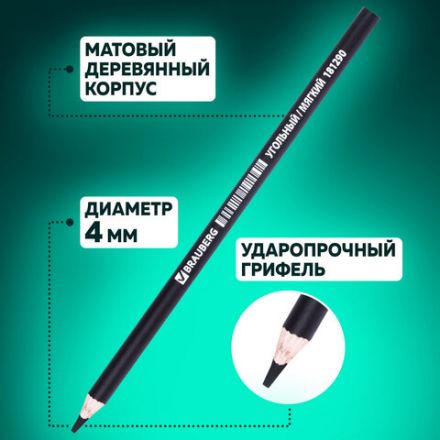 Карандаши (НАБОР 12 штук) угольные BRAUBERG ART CLASSIC, (МЯГКИЙ, СРЕДНИЙ, ТВЕРДЫЙ), 181293 Карандаши (НАБОР 12 штук) угольные BRAUBERG ART CLASSIC, (МЯГКИЙ, СРЕДНИЙ, ТВЕРДЫЙ), 181293