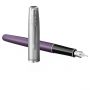 Ручка перьевая Parker "Sonnet Sand Blasted Metal&Violet Lacquer" черная, 0,8мм, подарочная упаковка Ручка перьевая Parker "Sonnet Sand Blasted Metal&Violet Lacquer" черная, 0,8мм, подарочная упаковка