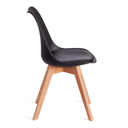 Стул Tetchair TULIP (mod. 73-1) дерево/пластик/экокожа, 47,5x55x80 см, Черный (Black)