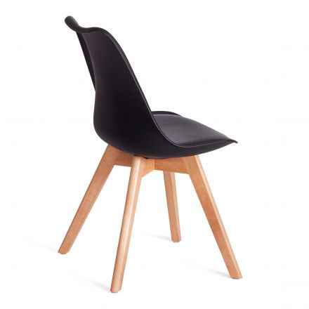 Стул Tetchair TULIP (mod. 73-1) дерево/пластик/экокожа, 47,5x55x80 см, Черный (Black)