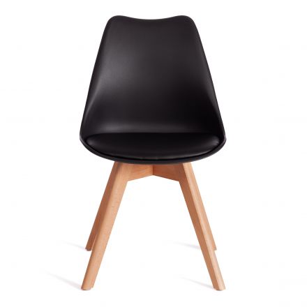 Стул Tetchair TULIP (mod. 73-1) дерево/пластик/экокожа, 47,5x55x80 см, Черный (Black)
